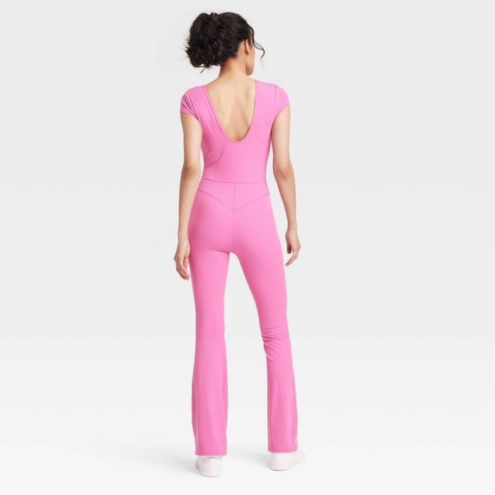 JoyLab - Women's Knit Low Back Flare Active Bodysuit - JoyL Pink - Picture 2 of 3